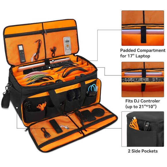 Black Gig Bag for DJ, Musicians, Photography - Cable Filing Organization - Picture 2 of 7